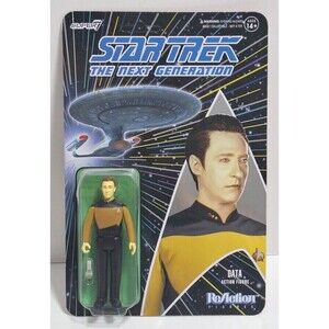 SUPER7 REACTION FIGURES DATA STAR TREK THE NEXT GENERATION NEW ON CARD UNPUNCHED